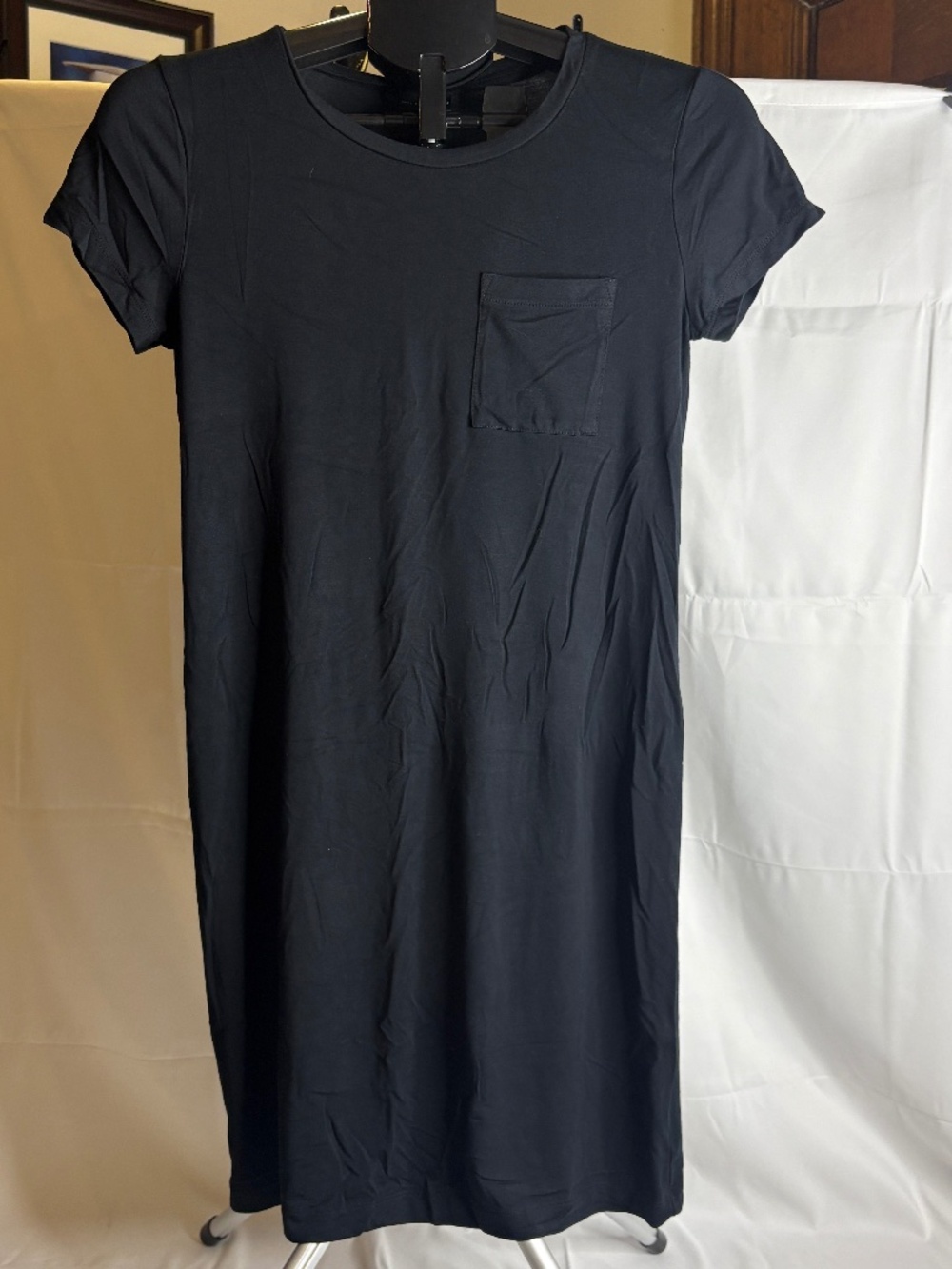 Willi Smith Casual Black T-Shirt Maxi Dress with Pockets Size Small Soft